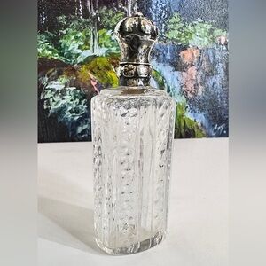 Antique Art Nouveau Sterling Silver & Cut Crystal Perfume Bottle